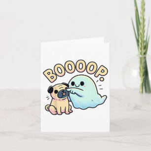 Funny Halloween Ghost Pug Boop Silly Puppy Dog Hum Card