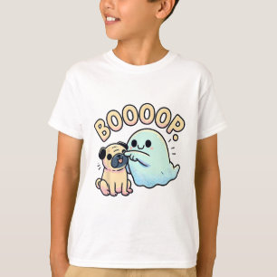 Funny Halloween Ghost Pug Boop Silly Puppy Dog Hum T-Shirt