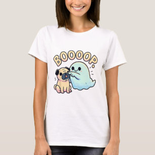 Funny Halloween Ghost Pug Boop Silly Puppy Dog Hum T-Shirt