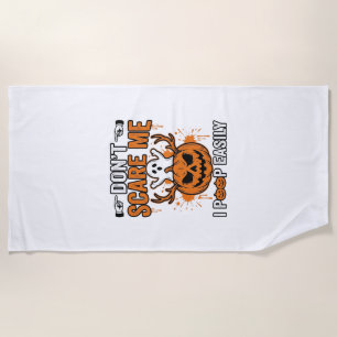 Funny Halloween Ghost Pumpkin Quote Vector Design_ Beach Towel