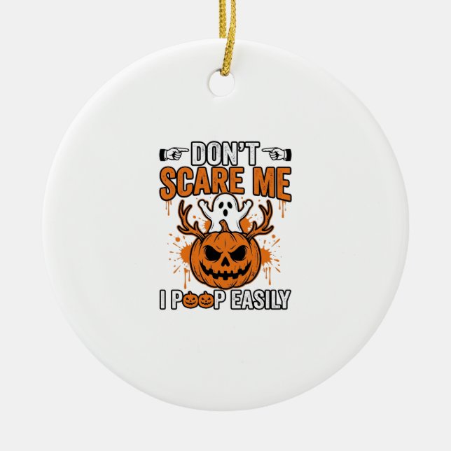 Funny Halloween Ghost Pumpkin Quote Vector Design_ Ceramic Tree Decoration (Front)