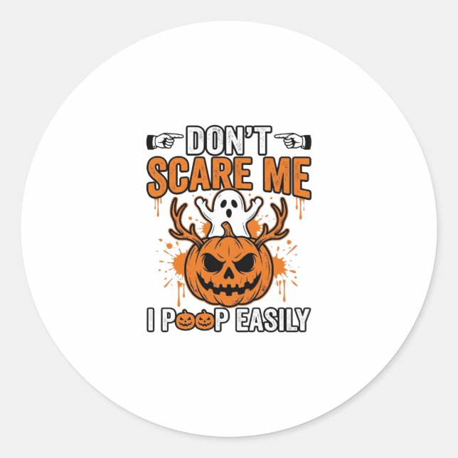 Funny Halloween Ghost Pumpkin Quote Vector Design_ Classic Round Sticker (Front)