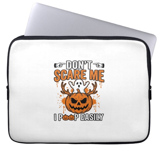 Funny Halloween Ghost Pumpkin Quote Vector Design_ Laptop Sleeve (Front)