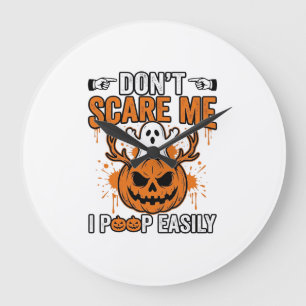 Funny Halloween Ghost Pumpkin Quote Vector Design_ Large Clock