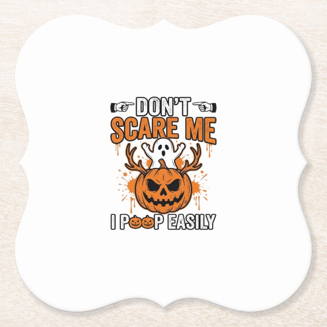 Funny Halloween Ghost Pumpkin Quote Vector Design_ Paper Coaster (Front)