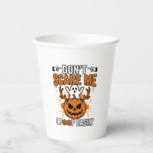 Funny Halloween Ghost Pumpkin Quote Vector Design_ Paper Cups