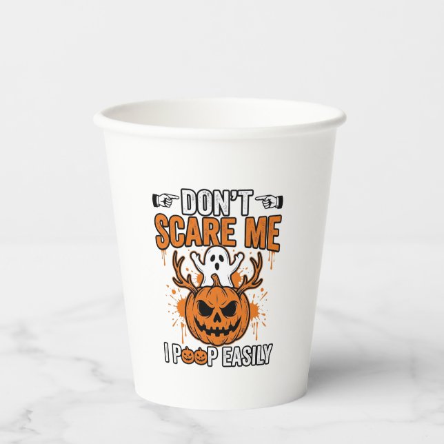 Funny Halloween Ghost Pumpkin Quote Vector Design_ Paper Cups (Front)