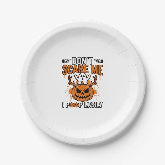 Funny Halloween Ghost Pumpkin Quote Vector Design_ Paper Plate (Front)