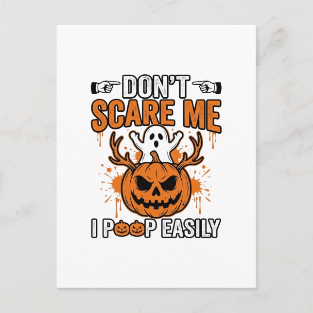 Funny Halloween Ghost Pumpkin Quote Vector Design_ Postcard (Front)