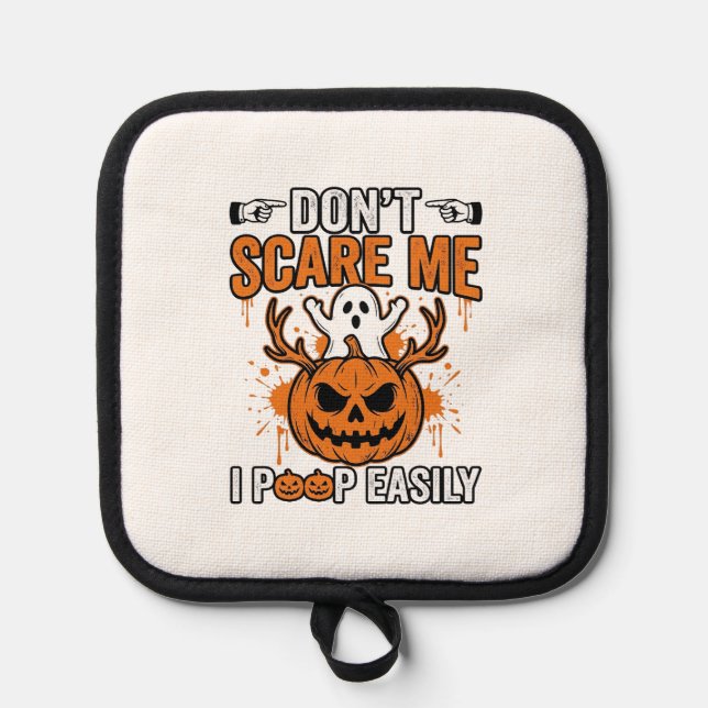 Funny Halloween Ghost Pumpkin Quote Vector Design_ Pot Holder (Front)
