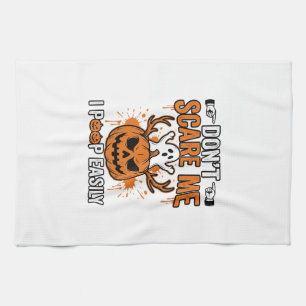 Funny Halloween Ghost Pumpkin Quote Vector Design_ Tea Towel