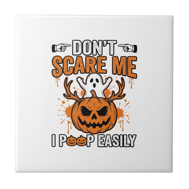 Funny Halloween Ghost Pumpkin Quote Vector Design_ Tile (Front)