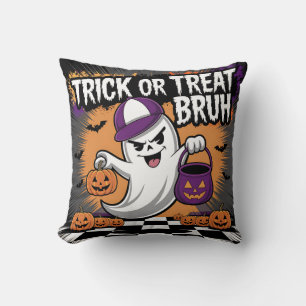 Funny Halloween Ghost & Pumpkins Cushion