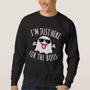Funny Halloween Ghost Wine Drinking Drunk Novelty Sweatshirt