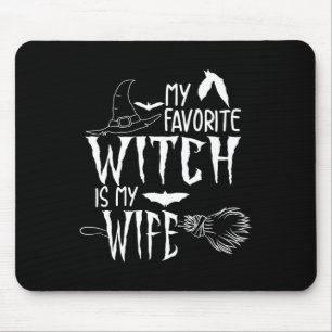 Funny Halloween Gift Idea Husnd Spooky Wife Witch Mouse Mat