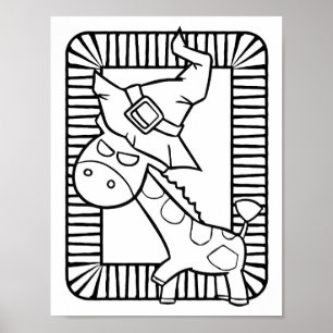 Funny Halloween Giraffe Coloring Page Poster