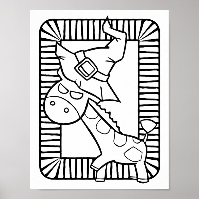 Funny Halloween Giraffe Colouring Page Poster (Front)