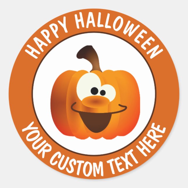 Funny Halloween Glowing Pumpkin Classic Round Sticker (Front)