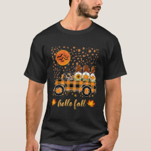 Funny Halloween Gnomes Pumpkin Truck Autumn Tree F T-Shirt