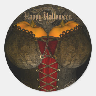 Funny Halloween Gothic Corset Classic Round Sticker