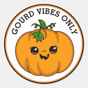Funny Halloween Gourd Vibes Only Pumpkin Classic Round Sticker