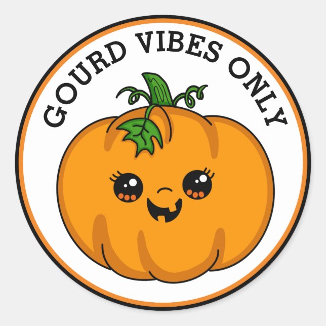 Funny  Halloween | Gourd Vibes Only |  Pumpkin  Classic Round Sticker (Front)