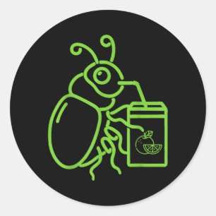 Funny Halloween Graphic Green Halloween Beetle Classic Round Sticker