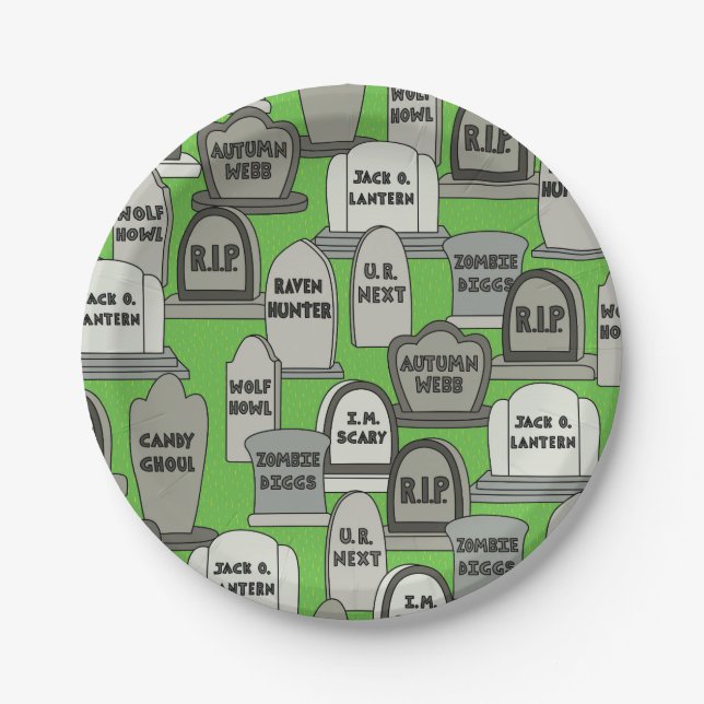 Funny Halloween Gravestones Party Paper Plate (Front)