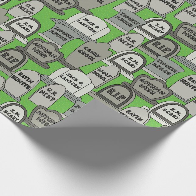 Funny Halloween Gravestones Wrapping Paper (Corner)