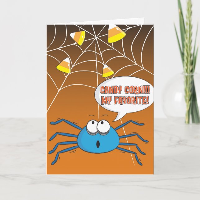 Funny Halloween Greeting Card with Spider (Front)