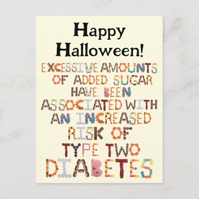 Funny Halloween Greeting - Diabetes  Postcard (Front)