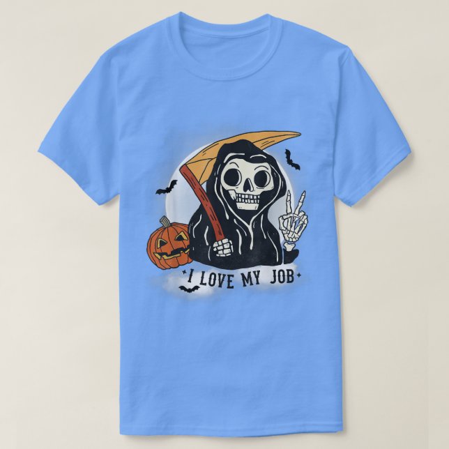 Funny Halloween Grim Reaper  T-Shirt (Design Front)