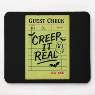 Funny Halloween Guest Check Creep It Real Restuara Mouse Mat