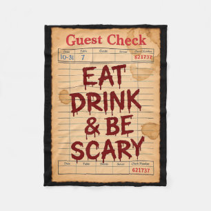 Funny Halloween Guest Check Eat Drink And Be Scary Fleece Blanket