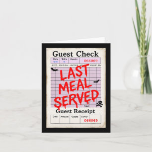 Funny Halloween Guest Check Last Meal Served Waitr Card