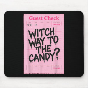 Funny Halloween Guest Check Witch Way To The Candy Mouse Mat