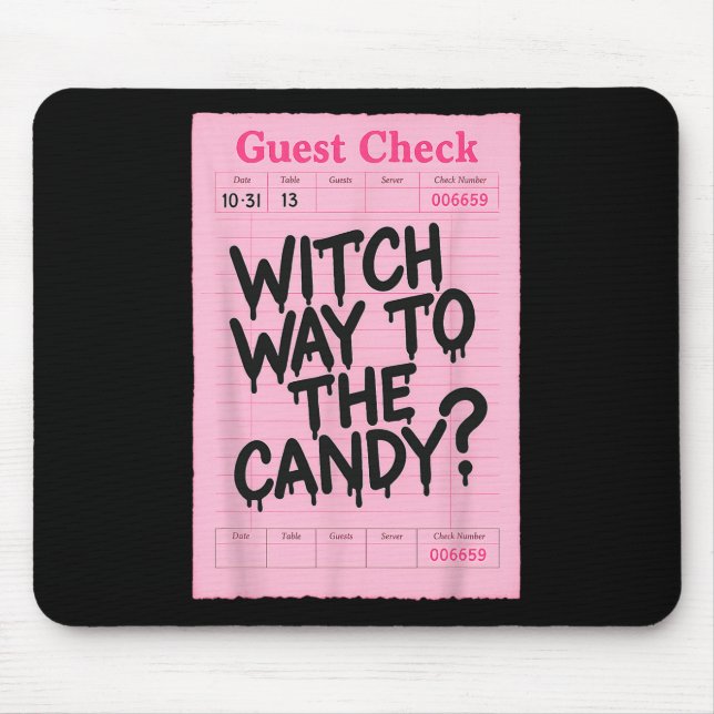 Funny Halloween Guest Check Witch Way To The Candy Mouse Mat (Front)