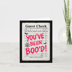 Funny Halloween Guest Check You've Been Boo'd Wait Card