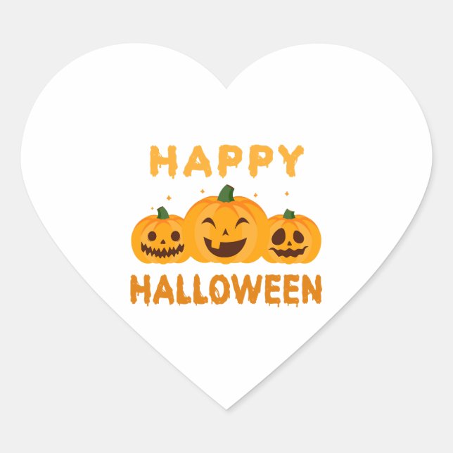 Funny Halloween Happy Halloween Pumpkins Heart Sticker (Front)