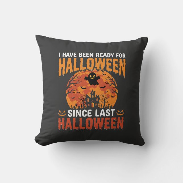 Funny Halloween Haunted House Ghost Moon Design Cushion (Front)