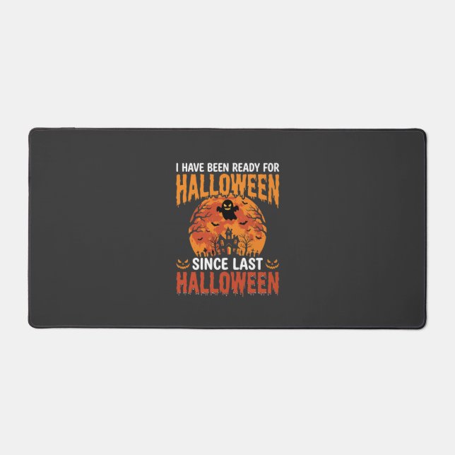 Funny Halloween Haunted House Ghost Moon Design Desk Mat (Front)