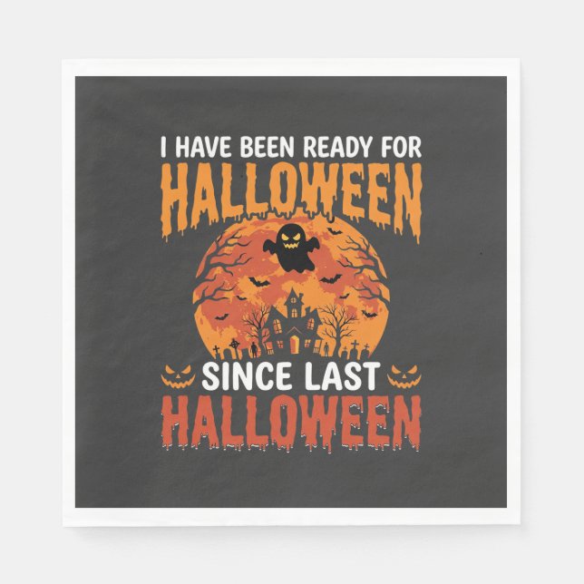 Funny Halloween Haunted House Ghost Moon Design Napkin (Front)