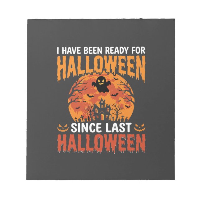 Funny Halloween Haunted House Ghost Moon Design Notepad (Front)