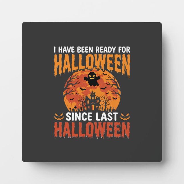 Funny Halloween Haunted House Ghost Moon Design Plaque (Front)