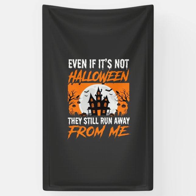 Funny Halloween Haunted House Quote Graphic Banner (Vertical)