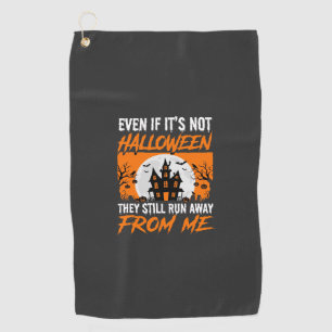 Funny Halloween Haunted House Quote Graphic Golf Towel
