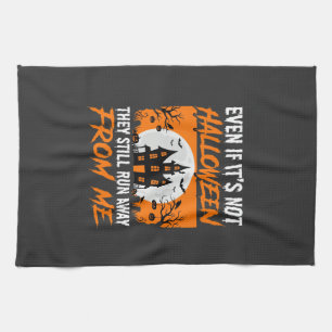 Funny Halloween Haunted House Quote Graphic Tea Towel