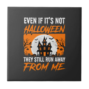 Funny Halloween Haunted House Quote Graphic Tile
