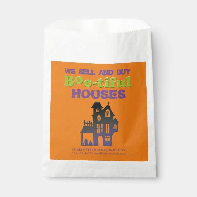 Funny Halloween Haunted House Real Estate Treat Favour Bags (Front)
