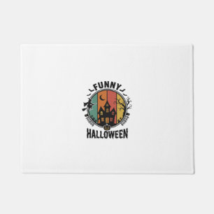 Funny Halloween Haunted House Vintage Vector Desig Doormat
